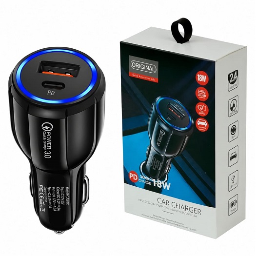 شارژر فندکی ۱۸ وات فست شارژ PD و USB