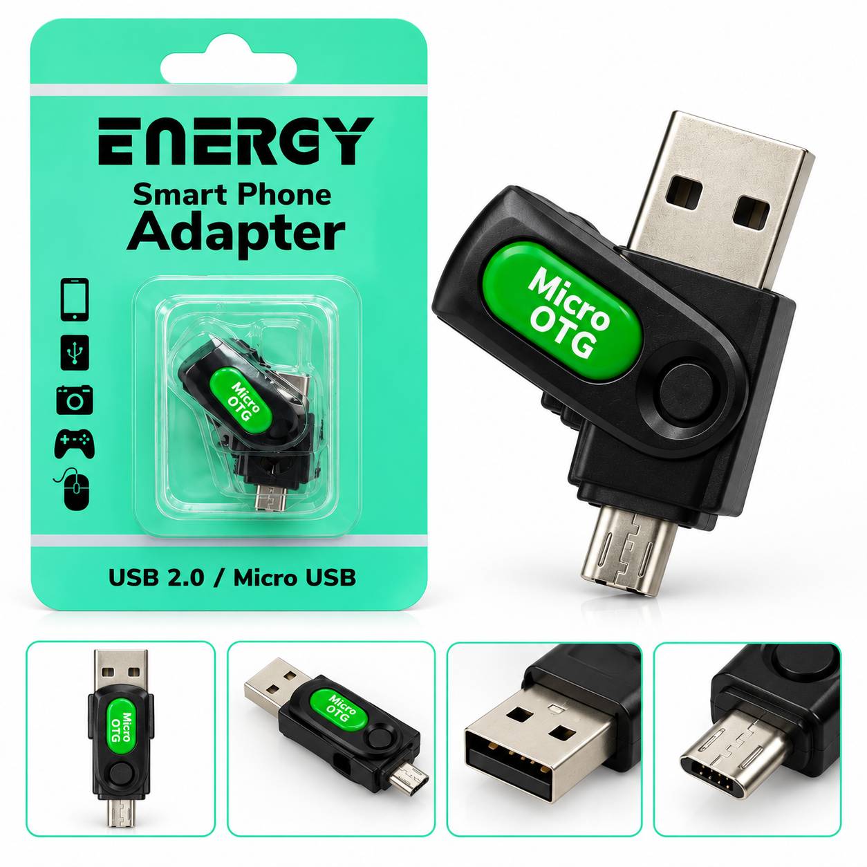 تبدیل دوکاره Otg و مموری ریدر برند انرژی - ENERGY